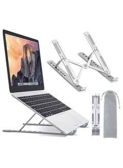 OMAKSS Laptop Stand for Desk, Adjustable Laptop Foldable Portable Laptop Holder, Ventilated Cooling Notebook Stand for MacBook Pro Air, Lenovo, Dell, HP, Laptops,Tablet Silver  - Image 1