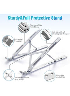 OMAKSS Laptop Stand for Desk, Adjustable Laptop Foldable Portable Laptop Holder, Ventilated Cooling Notebook Stand for MacBook Pro Air, Lenovo, Dell, HP, Laptops,Tablet Silver  - Image 2