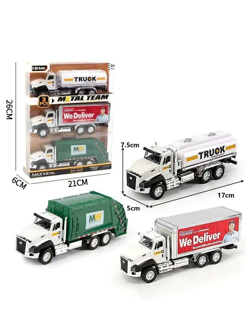 Children's Toy Alloy Texture Engineering Vehicle Model Engineering Vehicle Set (Municipal Sanitation Vehicle set (Three In One)) - Image 2
