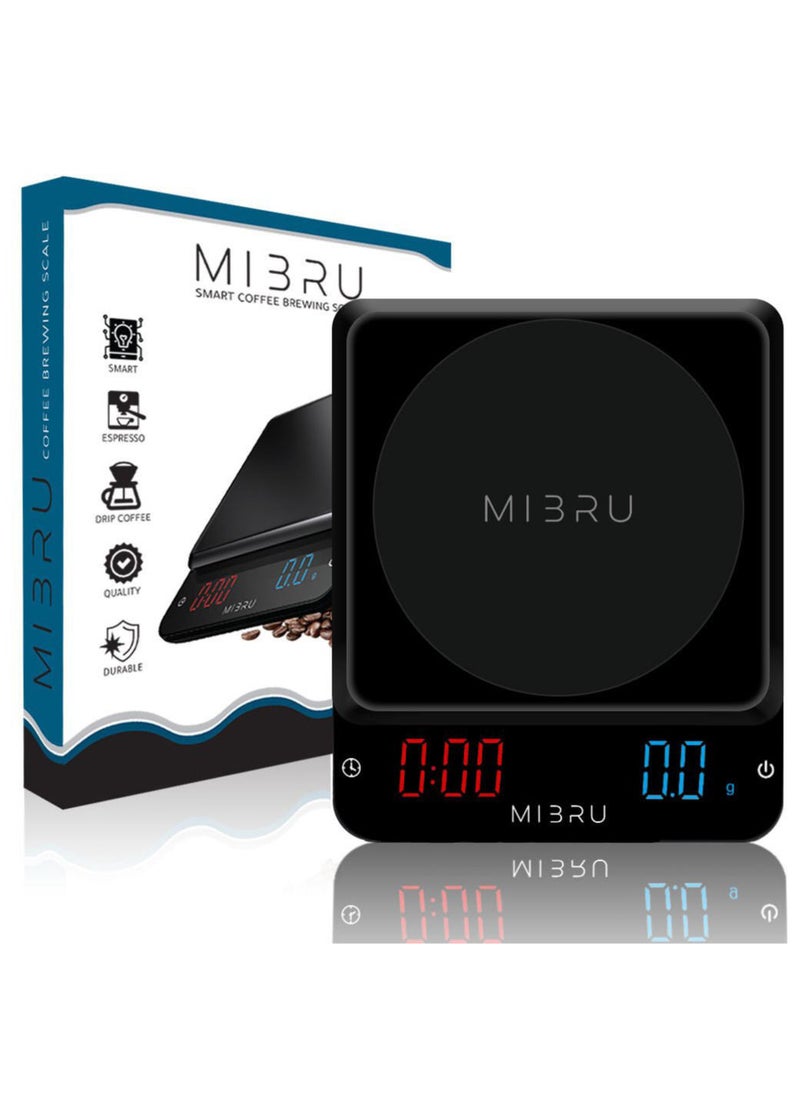 MIBRU - Electronic Kitchen Scale For Specialty Coffee Drip Accurate with Large Clear LCD Display with Timer and Tare Function - Image 1