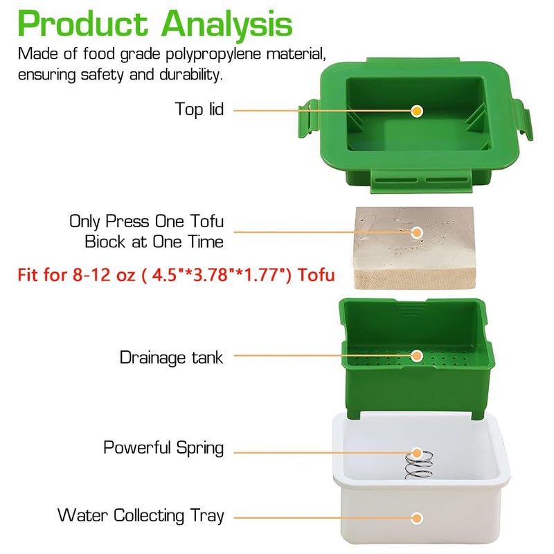 HASTHIP® Tofu Press Drainer Water Remover Food Grade Tofu Making Tools Homemade Tofu Tools Quick Excessive Water Removal Easy Tofu Drainer Press for Tofu Within 4.5x3.78x1.77 inch, Dish Washer Safe - Image 2