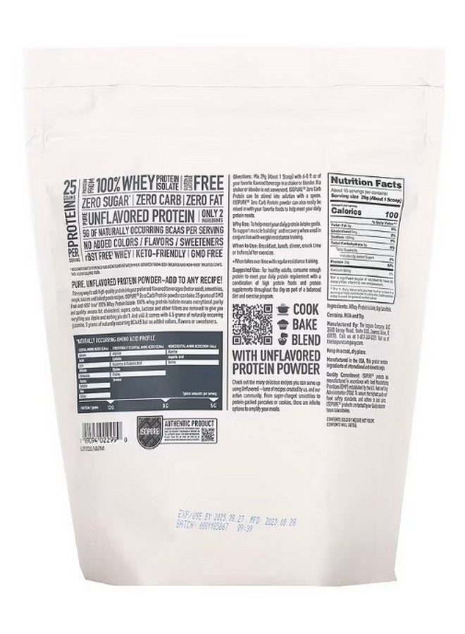آيزوبيور Zero Carb Protein Powder Unflavored 1 lb 454 g - Image 2