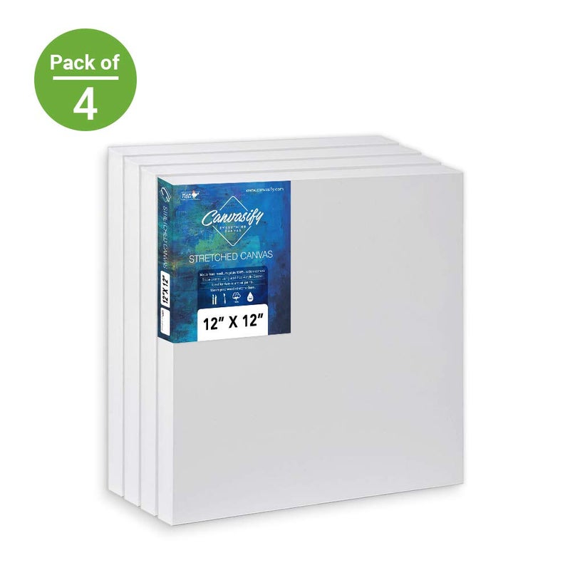 Canvasify Medium Grain Artist Stretched Canvas 12" x 12" (Pack of 4) - Image 4