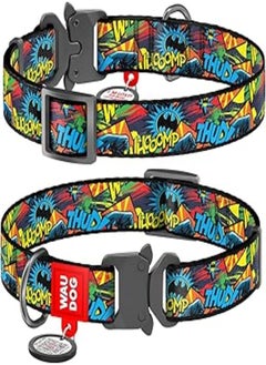 WauDog Dog Collar WAUDOG Nylon with QR-passport, Batman bright" design, Metal fastex, Medium, W 20 mm, L 24-40 cm 