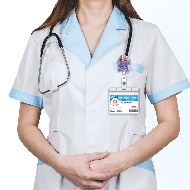 ITOKEY Cardiac Badge Holder Anatomy Funny Nurse Name Tag Holder Heart Retractable Reel ID Card Clip Pediatrics Nursing Badge Clips Medical Assistant for Doctor Student Teacher Office Clinic - Image 4