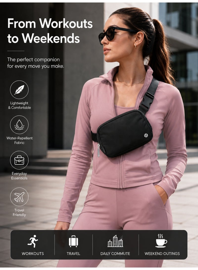Lululemon Everywhere Belt Bag, Compact, and Convenient Belly Bag with Zippered Pockets, Easy-Access Exterior Pocket, and Interior Essentials Pocket for On-the-Go Storage, Black - Image 2
