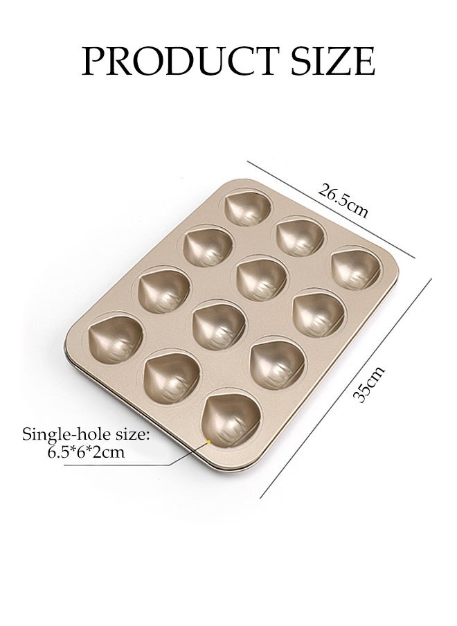DUNISO Baking Mold Tray 12 Cavities Carbon Steel Baking Mold for Madeleine Chestnut Shaped Household Baking Cake Mold Pan Nonstick Baking Pans for Make Cookies,Cake  - Image 4