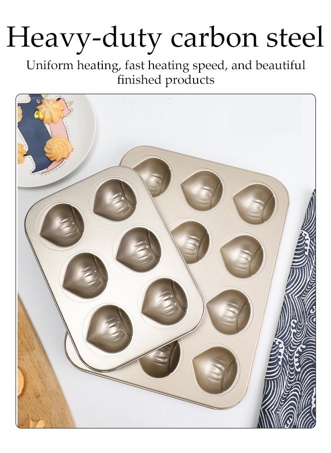 DUNISO Baking Mold Tray 12 Cavities Carbon Steel Baking Mold for Madeleine Chestnut Shaped Household Baking Cake Mold Pan Nonstick Baking Pans for Make Cookies,Cake  - Image 5