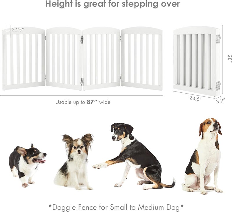 SPIRICH 96 Extra Wide 28 Tall Wooden Freestanding Foldable Dog Gate Pet Gate Indoor 4 Panels White - Image 2