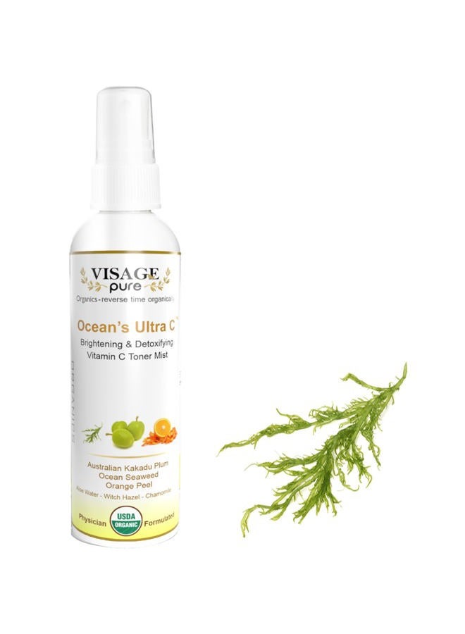 Visage Pure Ocean's Ultra C - Brightening and Detoxifying Anti-Aging Face Toner - - Tightens and Clarifies The Skin and Minimizes Its Pores-USDA Organic-Physician Formulated-Research Supported - Image 1