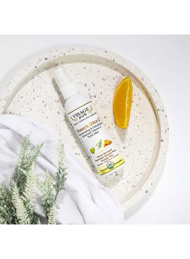 Visage Pure Ocean's Ultra C - Brightening and Detoxifying Anti-Aging Face Toner - - Tightens and Clarifies The Skin and Minimizes Its Pores-USDA Organic-Physician Formulated-Research Supported - Image 4