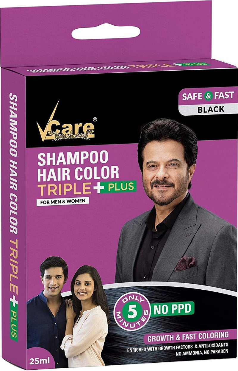 Vcare Pack Of 8 Vcare Shampoo Hair Color Black - 25Ml + Free Vetiver Bath Scrub - Image 3