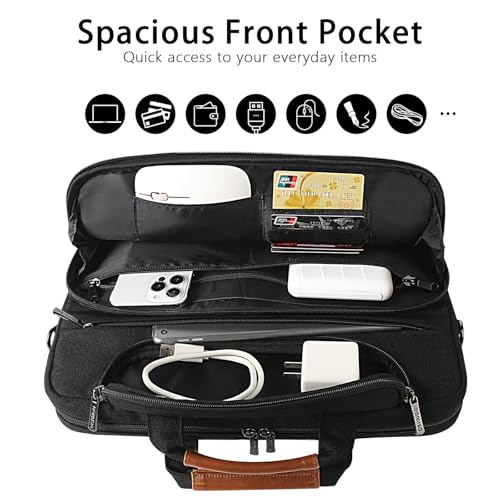 DOMISO 17 Inch Multi-Functional Laptop Sleeve Business Briefcase Waterproof Messenger Shoulder Bag Compatible with 17"-17.3" Notebooks/Dell/Acer/HP/MSI/ASUS, Black - Image 2