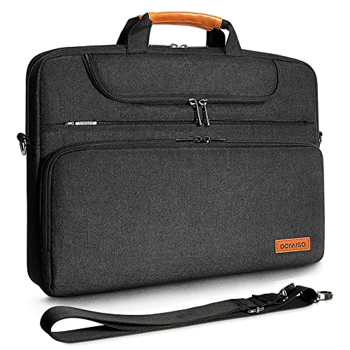 DOMISO 17 Inch Multi-Functional Laptop Sleeve Business Briefcase Waterproof Messenger Shoulder Bag Compatible with 17"-17.3" Notebooks/Dell/Acer/HP/MSI/ASUS, Black - Image 1
