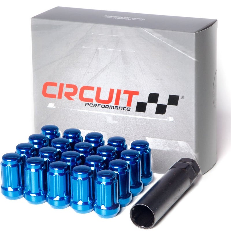 Circuit Performance Spline Drive Tuner Acorn Lug Nuts Blue 12x15 Forged Steel 20pc Tool