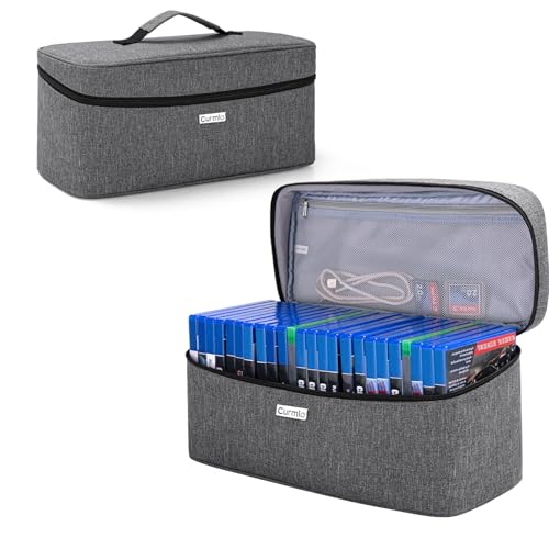 CURMIO Game Disc Storage Bag for up to 24 Discs, Universal Portable Gaming Disk Carrying Case Compatible for PS4/PS4 Pro/PS3/PS5/Xbox One/Xbox Series X/S,Gray - Image 1
