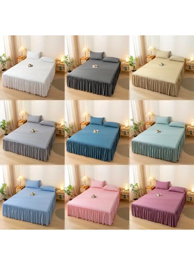 Khaki Lace Bed Skirt 70x79 Inch Hypoallergenic Wrinkle Fade Resistant Machine Washable Mattress Cover - Image 1