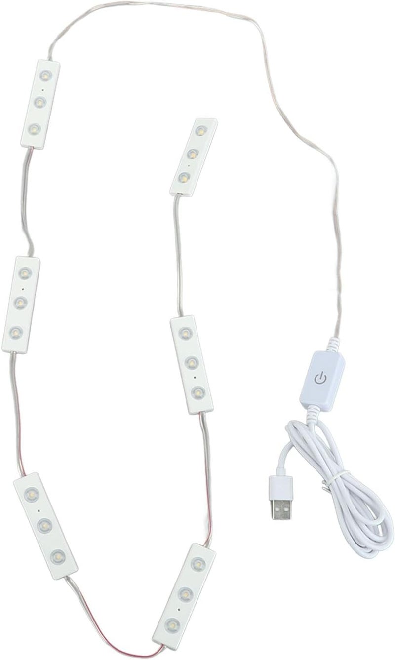 شريط إضاءة مرآة المكياج LED قابل للتعديل باللمس، 6 صفوف من الإضاءة الخافتة اللطيفة، إضاءة تعبئة بيضاء دافئة عبر USB، 6 صفوف بـ 18 ضوءًا للمكياج - Image 5