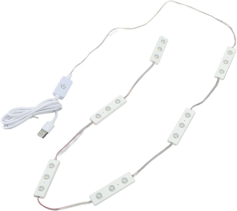 شريط إضاءة مرآة المكياج LED قابل للتعديل باللمس، 6 صفوف من الإضاءة الخافتة اللطيفة، إضاءة تعبئة بيضاء دافئة عبر USB، 6 صفوف بـ 18 ضوءًا للمكياج - Image 3