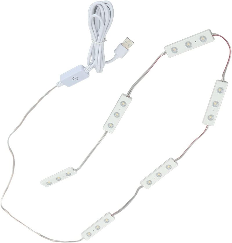 شريط إضاءة مرآة المكياج LED قابل للتعديل باللمس، 6 صفوف من الإضاءة الخافتة اللطيفة، إضاءة تعبئة بيضاء دافئة عبر USB، 6 صفوف بـ 18 ضوءًا للمكياج - Image 4