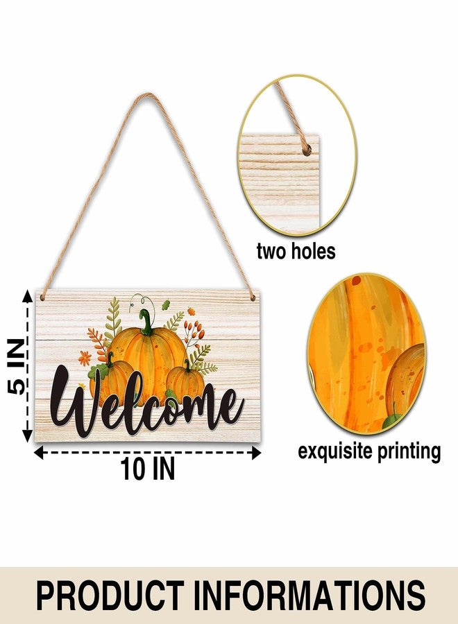 YQV Welcome Sign for Front Door Outside, Autumn Thanksgiving Decor Wall Art Hanging Sign, Fall Pumpkin Hanging Plaque Door Hanger for Outdoor Porch Home -FALLA01 - Image 2