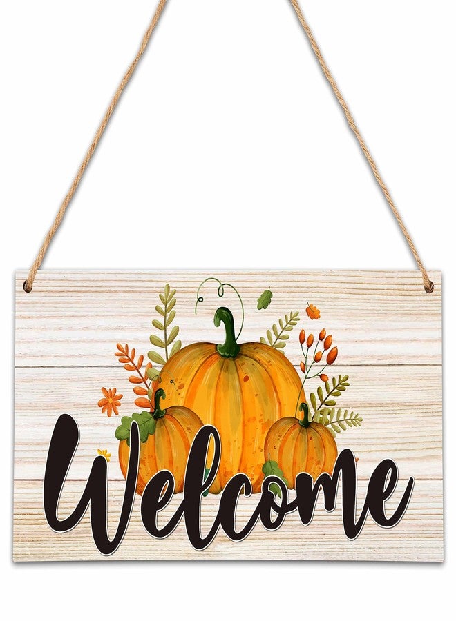 YQV Welcome Sign for Front Door Outside, Autumn Thanksgiving Decor Wall Art Hanging Sign, Fall Pumpkin Hanging Plaque Door Hanger for Outdoor Porch Home -FALLA01 - Image 1