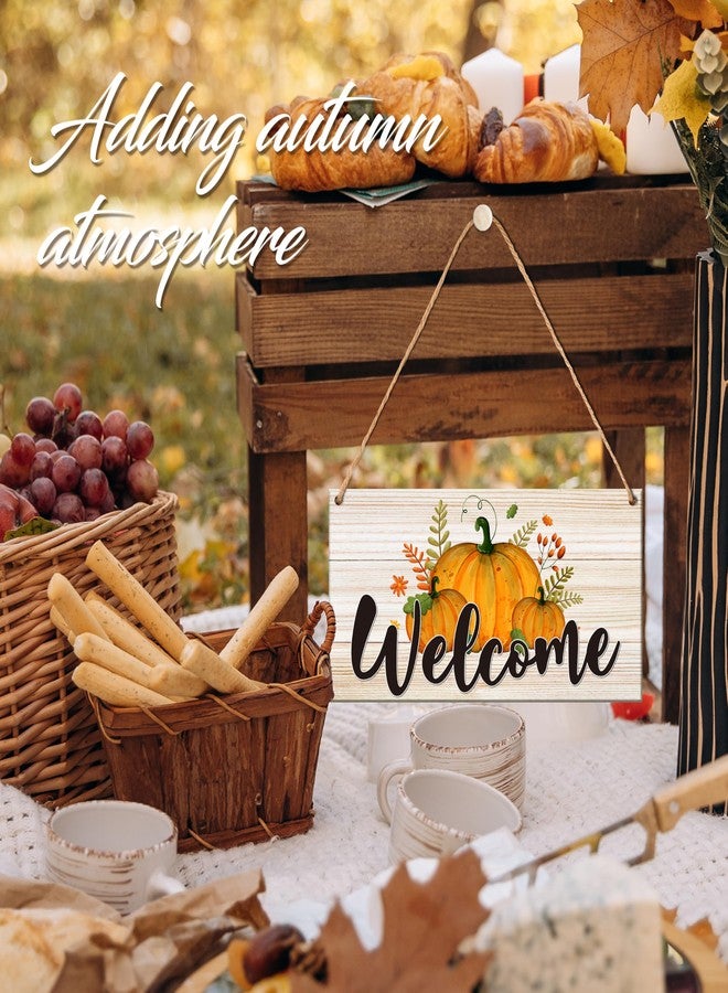 YQV Welcome Sign for Front Door Outside, Autumn Thanksgiving Decor Wall Art Hanging Sign, Fall Pumpkin Hanging Plaque Door Hanger for Outdoor Porch Home -FALLA01 - Image 5