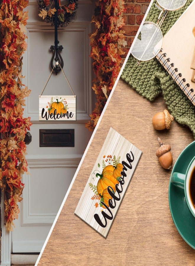 YQV Welcome Sign for Front Door Outside, Autumn Thanksgiving Decor Wall Art Hanging Sign, Fall Pumpkin Hanging Plaque Door Hanger for Outdoor Porch Home -FALLA01 - Image 4