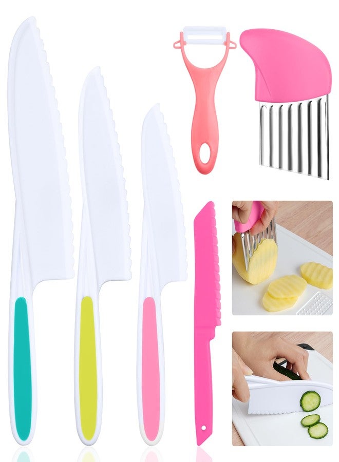 HOTUT Montessori Kitchen Tools,6Pieces Knives for Kids Nylon Kids Safe Cooking Knives Serrated Edges,Y Peeler For Cooking and Cutting Fruit,Suitable for Children and Beginners - Image 1