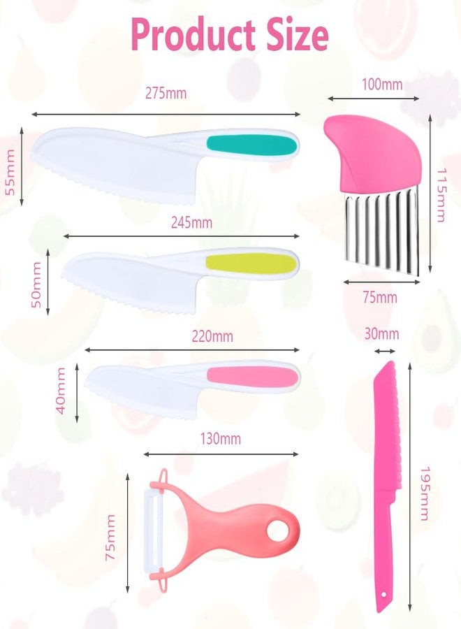 HOTUT Montessori Kitchen Tools,6Pieces Knives for Kids Nylon Kids Safe Cooking Knives Serrated Edges,Y Peeler For Cooking and Cutting Fruit,Suitable for Children and Beginners - Image 2