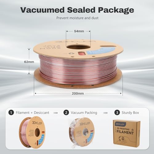 3DHoJor Silk PLA Filament 1.75mm Gold Silver Copper Triple Color PLA 3D Printer Filament 3 in 1 Coextrusion 1KG Spool(2.2lbs) 3D Printing Filament Dimensional Accuracy +/- 0.03mm - Image 2
