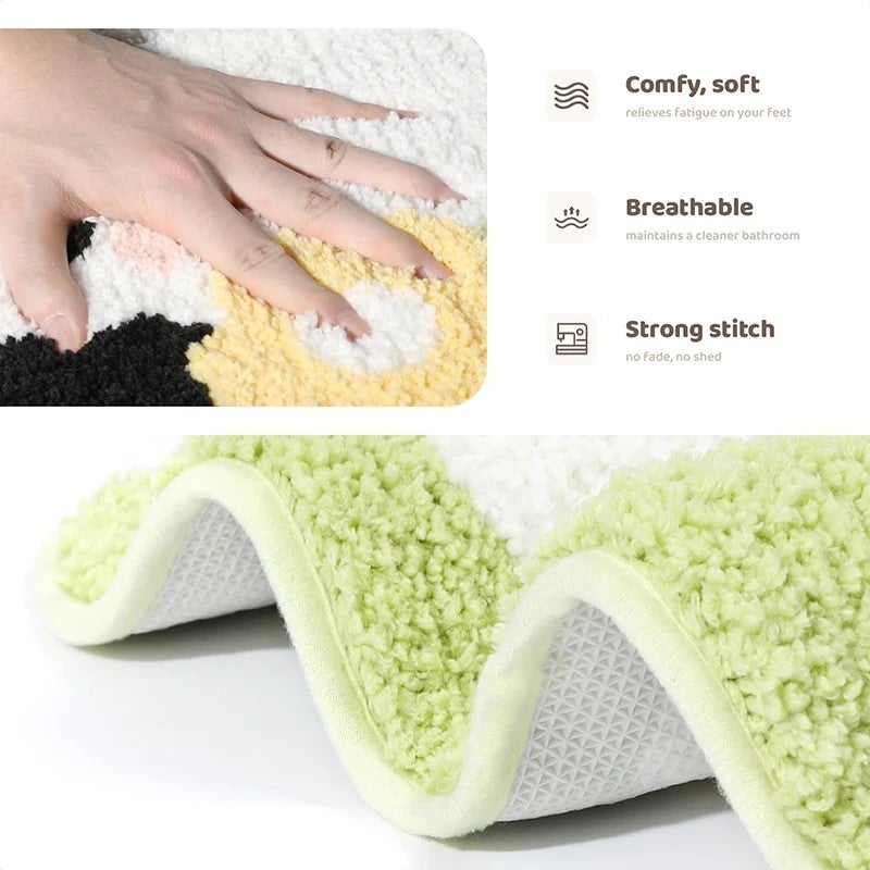 Y&D Design Flocking Foot Mat Tufted Bath Mat Shaggy Bathroom Rug - Cute Microfiber Bath Mats for Bathroom - Image 4