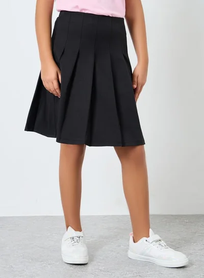 Styli Styli Girls Black Pleated Flared Skirt