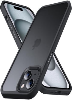 ESCASE iPhone 15 Case Back Cover,【Full Shockproof Protection】Translucent Matte Back, Slim Phone Cover for Apple 15 (2023)(Black)  - Image 1