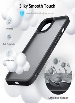 ESCASE iPhone 15 Case Back Cover,【Full Shockproof Protection】Translucent Matte Back, Slim Phone Cover for Apple 15 (2023)(Black)  - Image 3