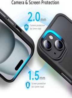 ESCASE iPhone 15 Case Back Cover,【Full Shockproof Protection】Translucent Matte Back, Slim Phone Cover for Apple 15 (2023)(Black)  - Image 5