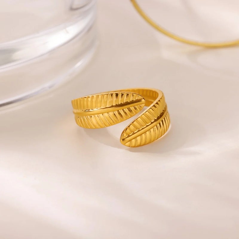 Golden Free Size Stainless Steel Ring - Image 3