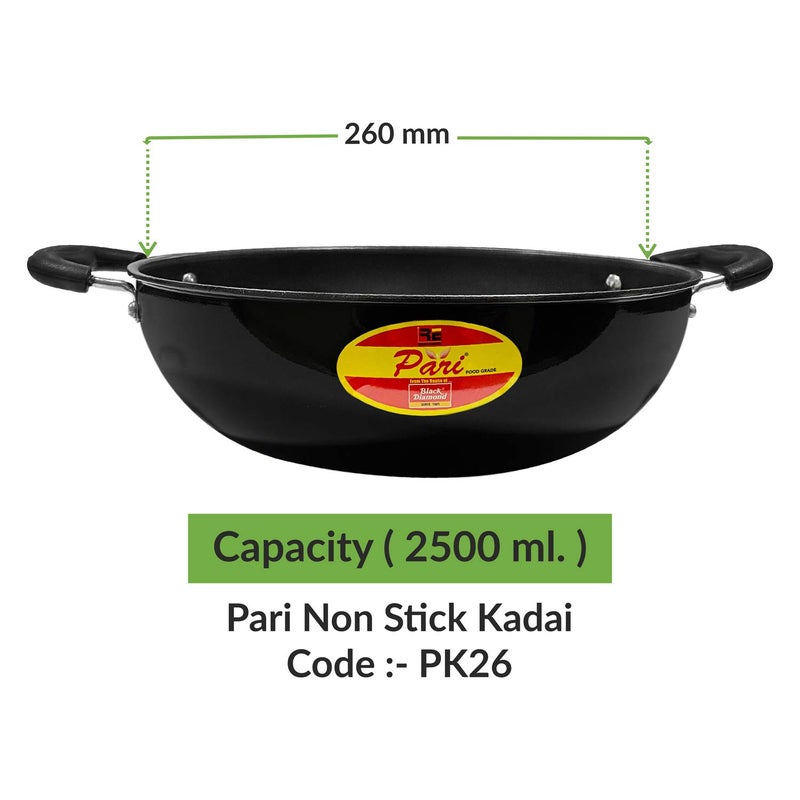 Black Diamond Pari 26 mm NonStick Kadai Without lid with Bakalite Handle - Image 5