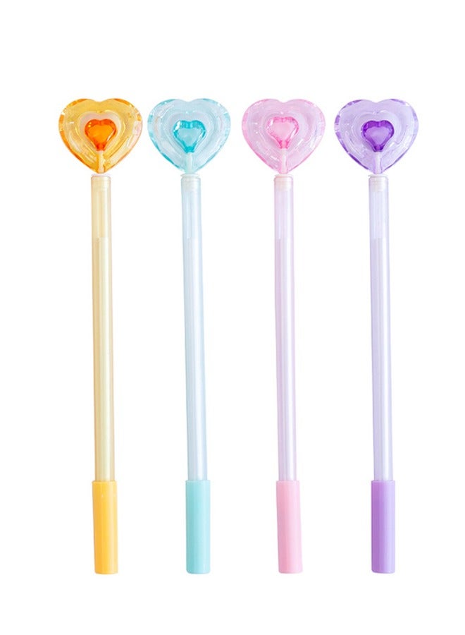 Ballpoint Pens, 4 Pieces Peach Heart Design Pens Black Ink Medium 0.5mm Replaceable Refill Gift Journaling Pretty Pens School Office Supplies for Students Teachers Staff Girls Boys - Image 1