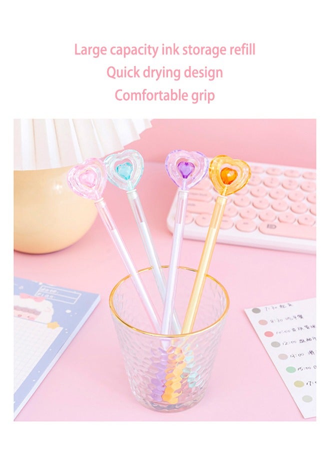 Ballpoint Pens, 4 Pieces Peach Heart Design Pens Black Ink Medium 0.5mm Replaceable Refill Gift Journaling Pretty Pens School Office Supplies for Students Teachers Staff Girls Boys - Image 4