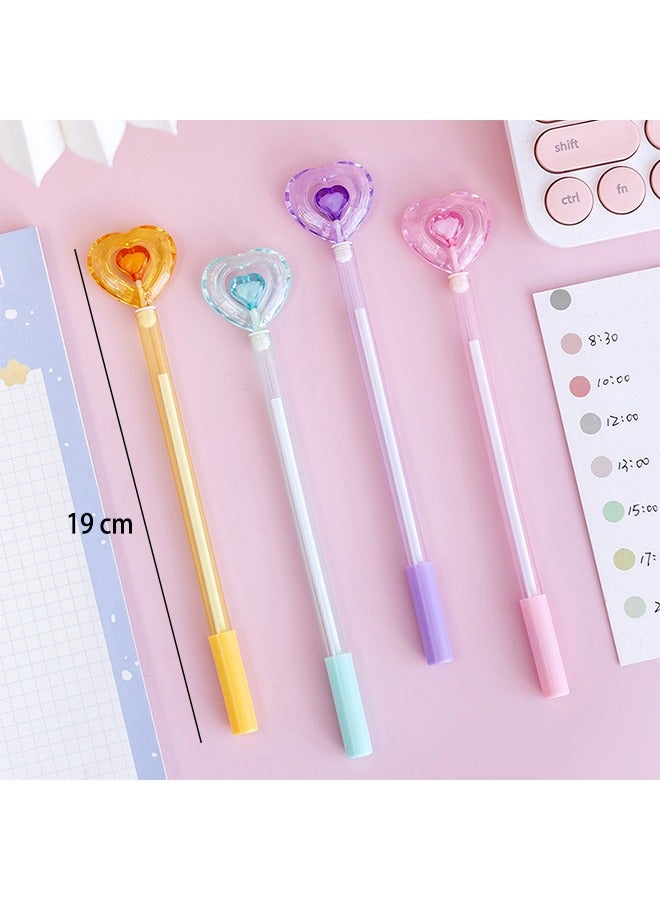 Ballpoint Pens, 4 Pieces Peach Heart Design Pens Black Ink Medium 0.5mm Replaceable Refill Gift Journaling Pretty Pens School Office Supplies for Students Teachers Staff Girls Boys - Image 2