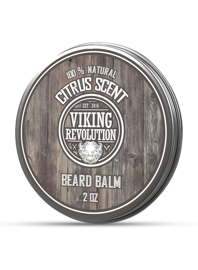 Viking Revolution Beard Balm All Natural Grooming Treatment With Argan Oil & Mango Butter Strengthens & Softens Beards & Mustaches Citrus Scent Leave In Conditioner Wax For Men 1 Pack - Image 1