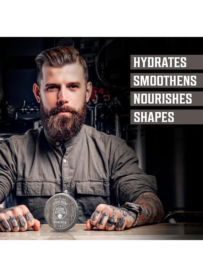 Viking Revolution Beard Balm All Natural Grooming Treatment With Argan Oil & Mango Butter Strengthens & Softens Beards & Mustaches Citrus Scent Leave In Conditioner Wax For Men 1 Pack - Image 2