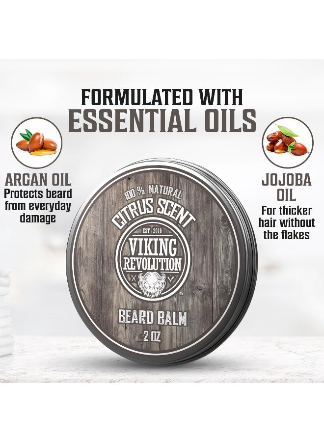 Viking Revolution Beard Balm All Natural Grooming Treatment With Argan Oil & Mango Butter Strengthens & Softens Beards & Mustaches Citrus Scent Leave In Conditioner Wax For Men 1 Pack - Image 3