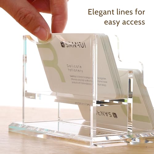 SANRUI Business Card Holder for Desk, Clear Acrylic Business Card Holders Horizontal Business Card Display Stand 2 Slots（Patent No.:US D1,001,889 S） - Image 5
