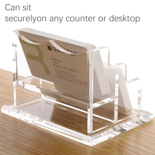 SANRUI Business Card Holder for Desk, Clear Acrylic Business Card Holders Horizontal Business Card Display Stand 2 Slots（Patent No.:US D1,001,889 S） - Image 2