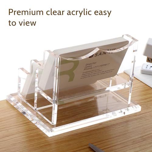 SANRUI Business Card Holder for Desk, Clear Acrylic Business Card Holders Horizontal Business Card Display Stand 2 Slots（Patent No.:US D1,001,889 S） - Image 4