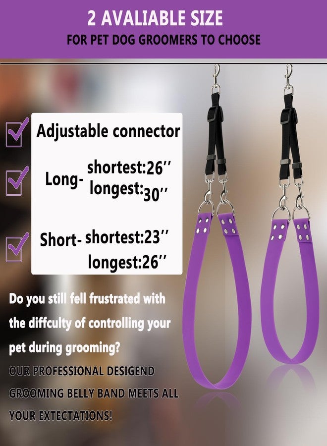 حزام بطن DISCPETSEC للعناية بالحيوانات الأليفة - شريط دعم قوي مقاوم للماء من مادة PVC بعرض 2 بوصة، حلقة تثبيت للعناية بالحيوانات الأليفة أثناء الاستحمام والعناية بها (أرجواني - قصير) - Image 2