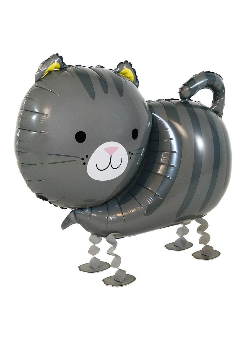 بالون هوائي من رقائق معدنية على شكل قطة، رمادي، 52×75 سم