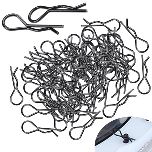 Hobbypark 100Pack RC Body Clips Bent R Pins Post Mount for 112 110 Scale RC Car Truck Crawler Buggy Shell Replacement Parts Black - Image 1